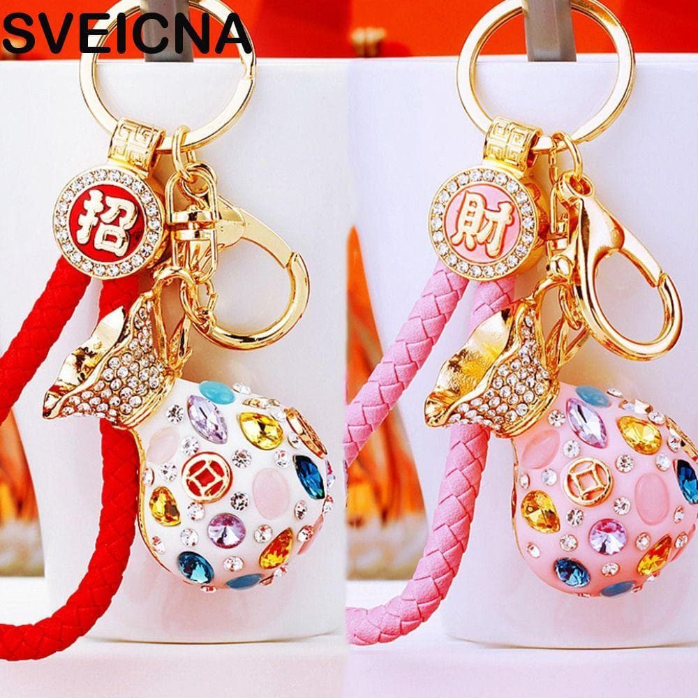 Chaveiro De Saco De Dinheiro SVEICNA , Porta-Chaves Criativo De Strass , Carro Colorido De Boa Fortuna