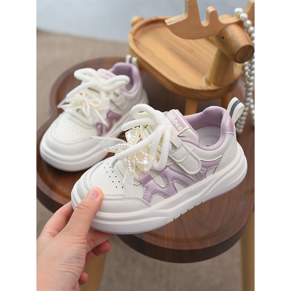 Meninas tênis primavera arco de sola macia 2026 novo estilo sapatos infantis sapatos infantis moda Casual meninas sapato