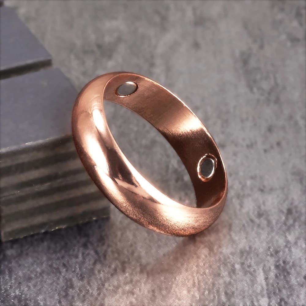 Anel Magnético Unissex de Cobre Puro 6mm, Joia Ajustável de Energia para a Saúde, Alta Magnetização, Vermelho NCQ9