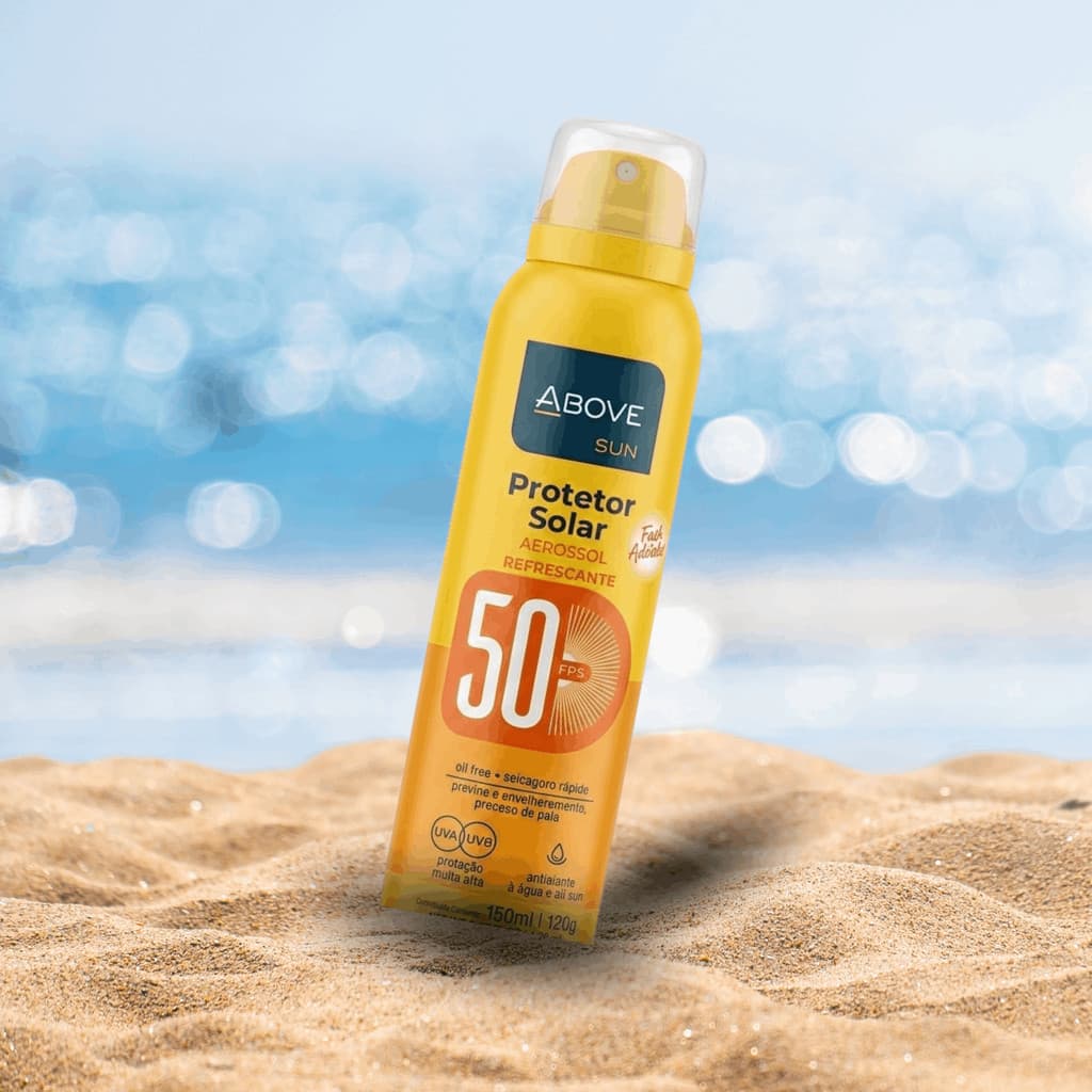 Protetor Solar Above Sun FPS 50 Aerossol 150ml Oil Free Toque Seco Refrescante