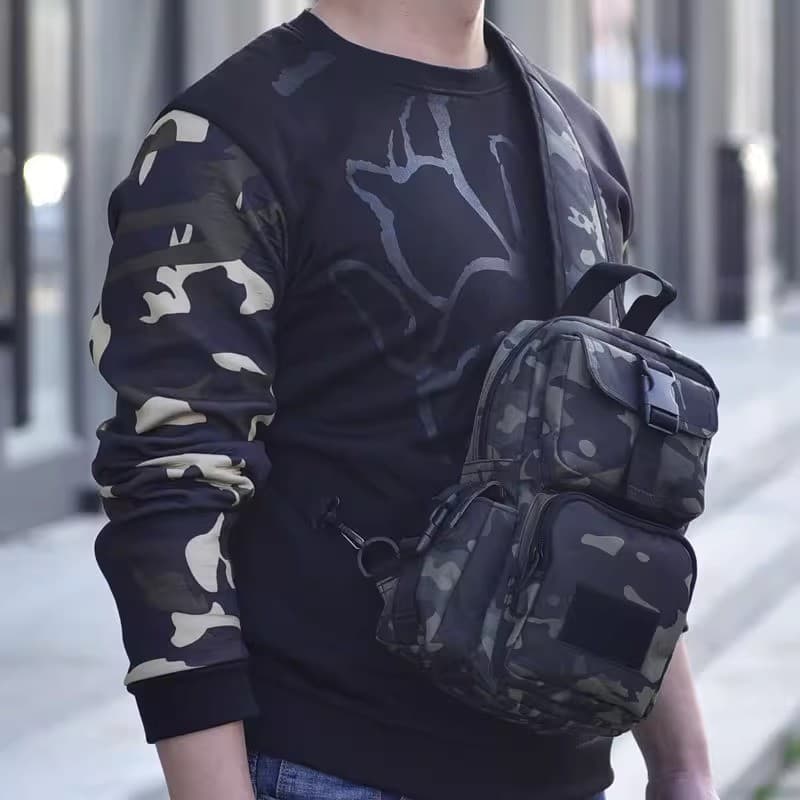 Bolsa de peito tática ao ar livre masculina multifuncional camuflagem ciclismo esportes mochila mensageiro de um ombro m