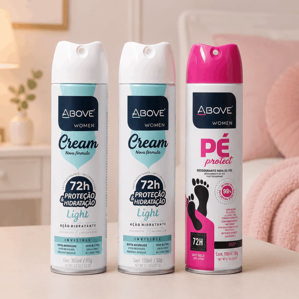 Kit Above Women 2 Desodorantes Cream Light + Pé Protect Aerosol 72h