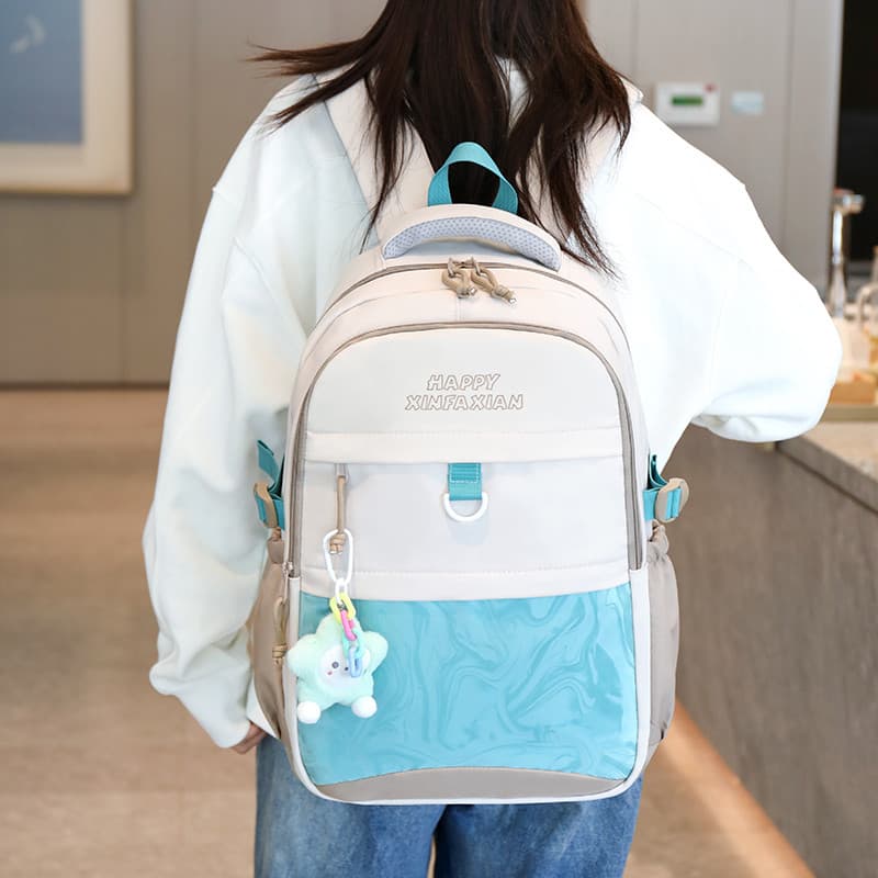 Mochila feminina estudante de grande capacidade simples cor sólida leve júnior saco de escola feminino estilo japonês es