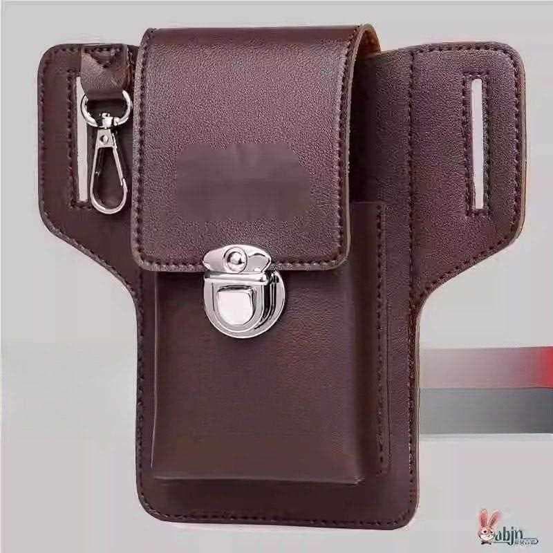 Bolsa masculina de couro de primeira camada para celular, bolsa de cintura multifuncional, couro genuíno, canteiro de ob