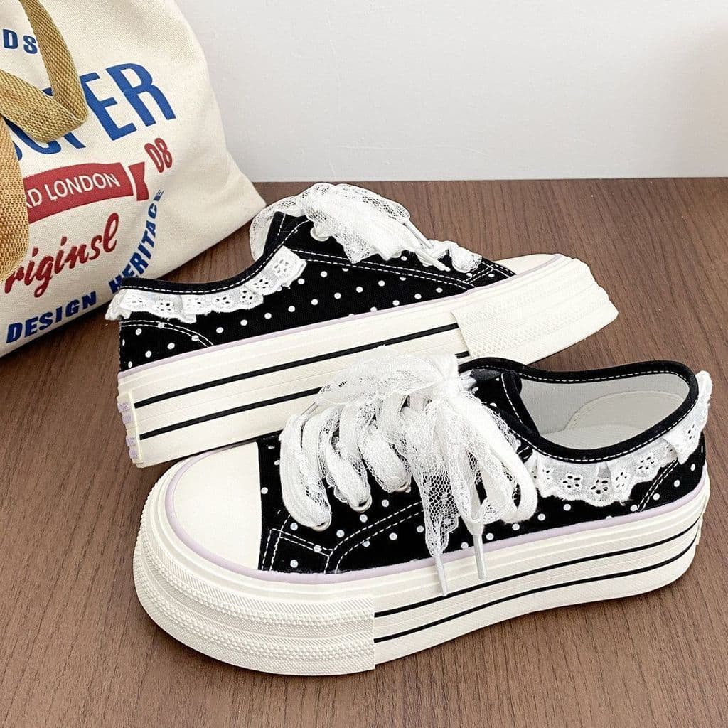 Primavera All-Match renda estilo ocidental sapatos de lona feminino 2026 verão novo estilo estudante Casual saia combina