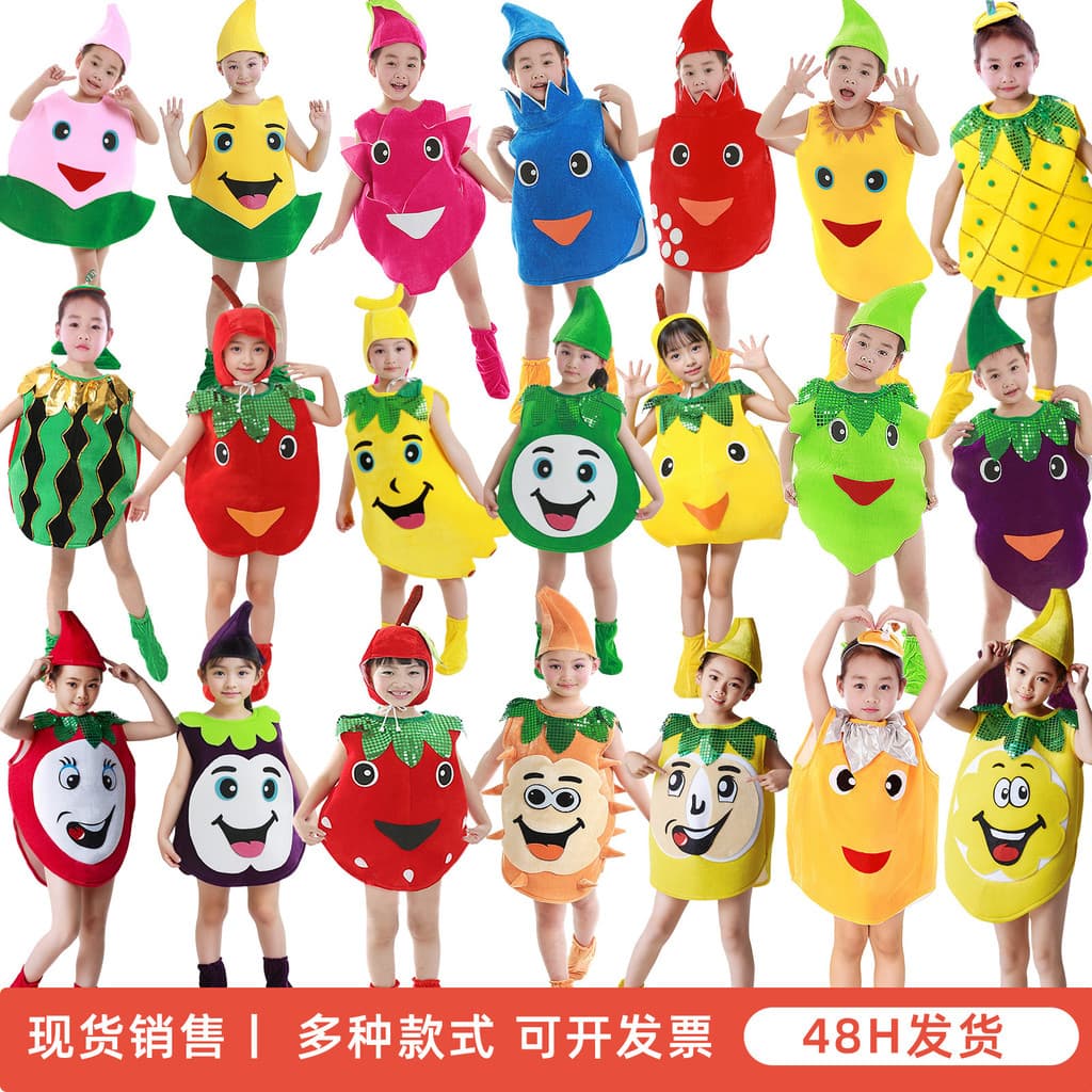 Fantasia de dança infantil para o dia de ano novo, maçã, Banana, morango, dragão, fruta