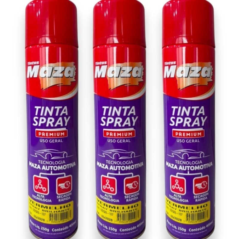 KIT 3 TINTAS USO GERAL MAZA COR VERMELHO 400ML 250G