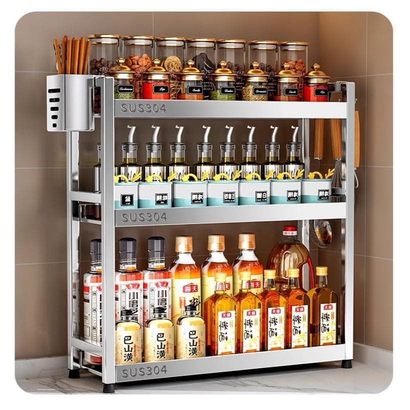 Rack de tempero de cozinha em aço inoxidável 304, bancada estreita, tamanho pequeno, condimento, óleo, sal, molho, vinag