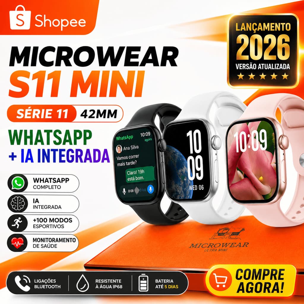 ⌚ Relógio Smartwatch Microwear S11 Mini Series 11 42mm Whatsapp Gps Nfc 2026