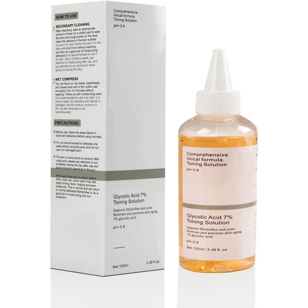 Tônico SUNZWO com Ácido Glicólico 7% - 100ml - Tônico Esfoliante - Ácido Glicólico Suave para Todos os Tipos de - C