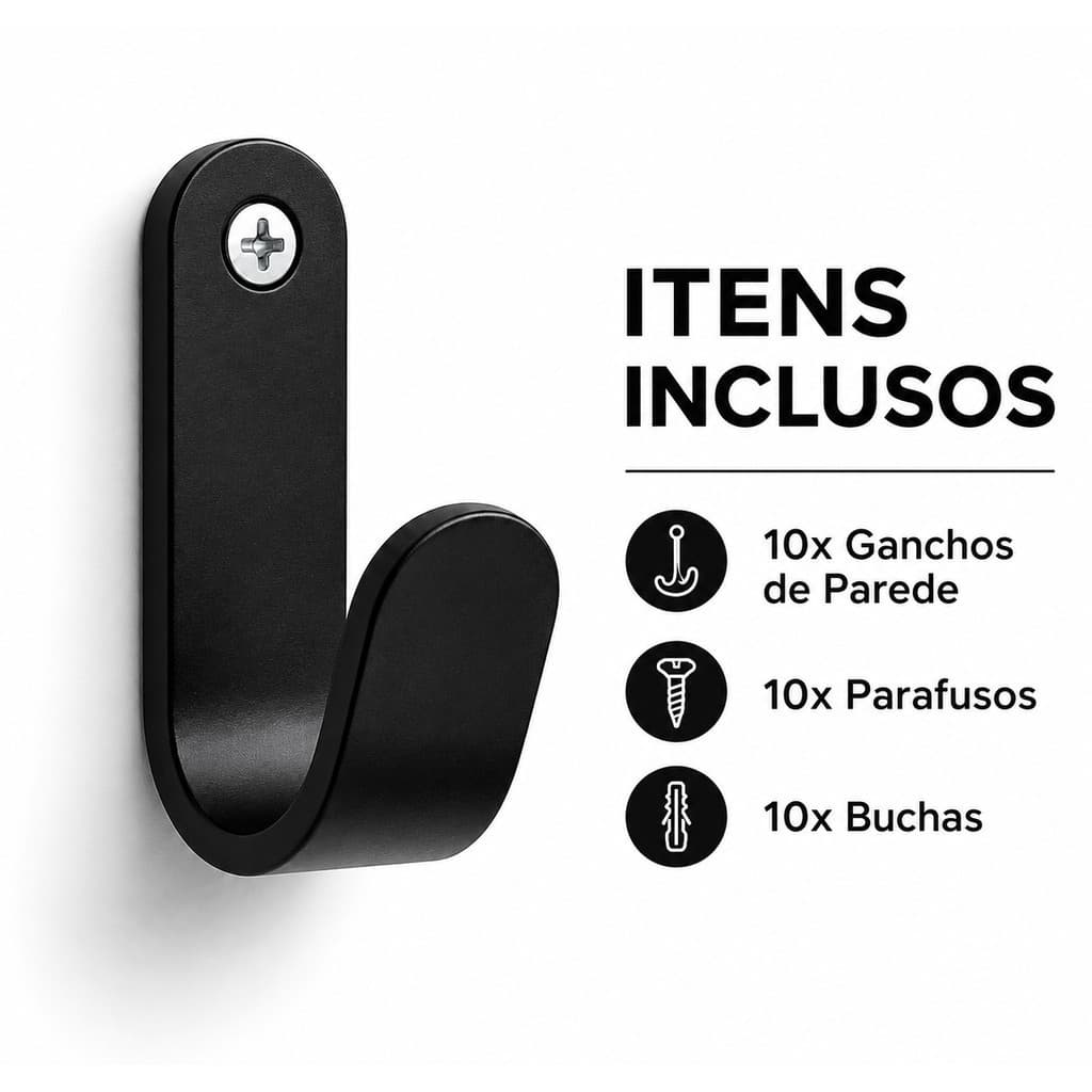 Kit 10 Ganchos de Parede Organizador Banheiro Cozinha Suporte Toalhas Roupa Chaves Bolsas