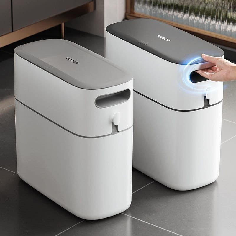 Lixeira doméstica, banheiro, cozinha, lacuna dedicada, grande capacidade, tamanho grande com tampa, embalagem automática