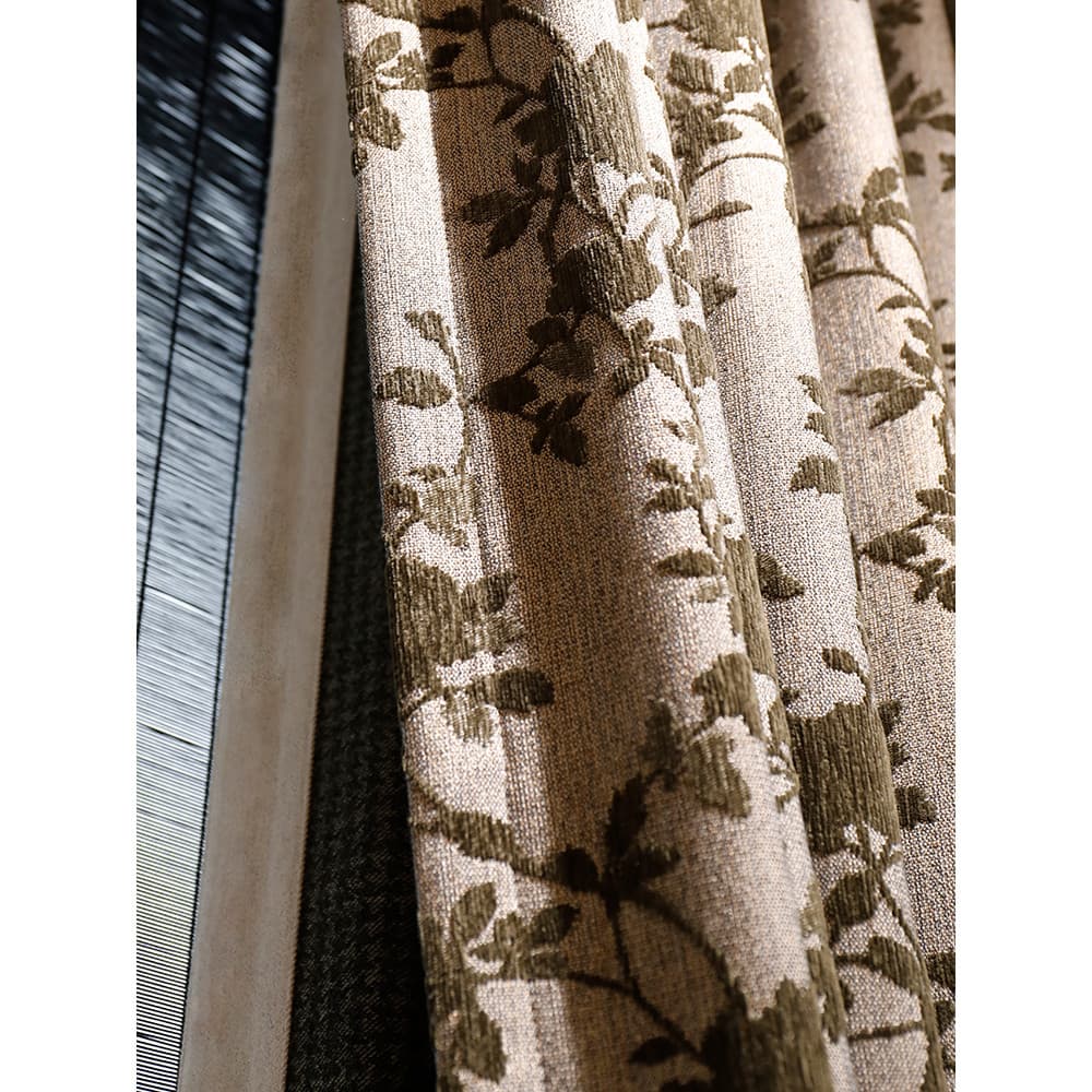 Musgo sombra flutuante luz italiana luxo francês americano cortinas Blackout sala de estar quarto high-end sentimento 20