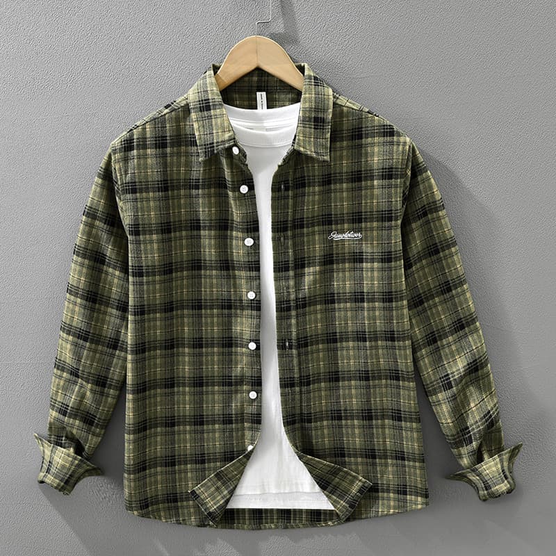 Camisa xadrez de manga comprida masculina ins Street Wear primavera outono japonês Retro trabalho solto casal Casual cam