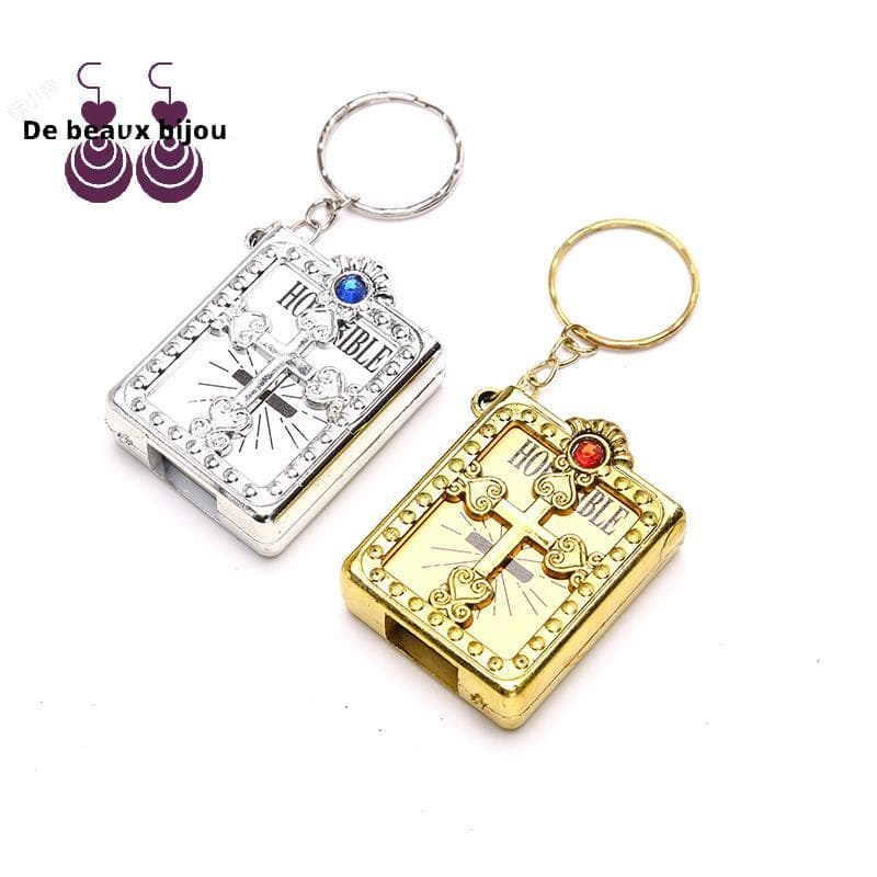 Bom Mini Livro Da Bíblia Chaveiro Jóias Deco Presente Chave Pingente Cruz Bem