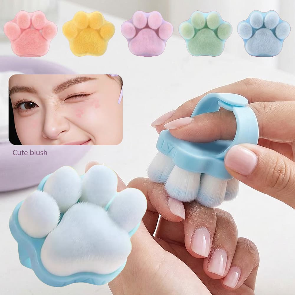 Escova De Pó Para Unhas , Anel De Dedo Limpeza De Poeira , Pata De Gato Fofa , Ferramenta De Maquiagem De Cabelo Macio