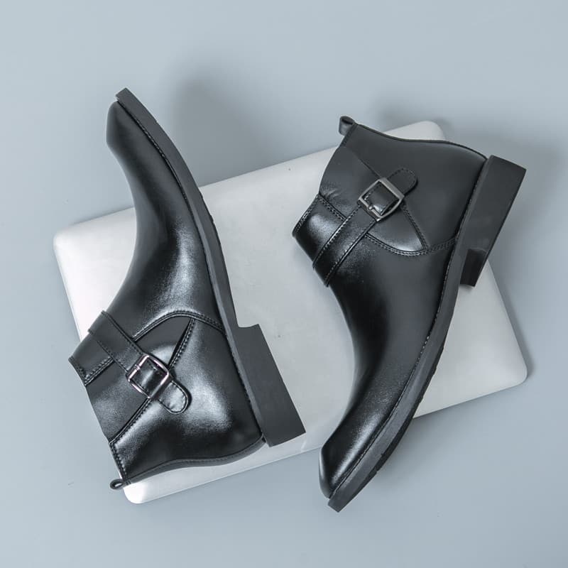 Martin botas masculinas de verão, sapatos de couro de cano alto, aumento interno, botas de couro Chelsea britânico, bota