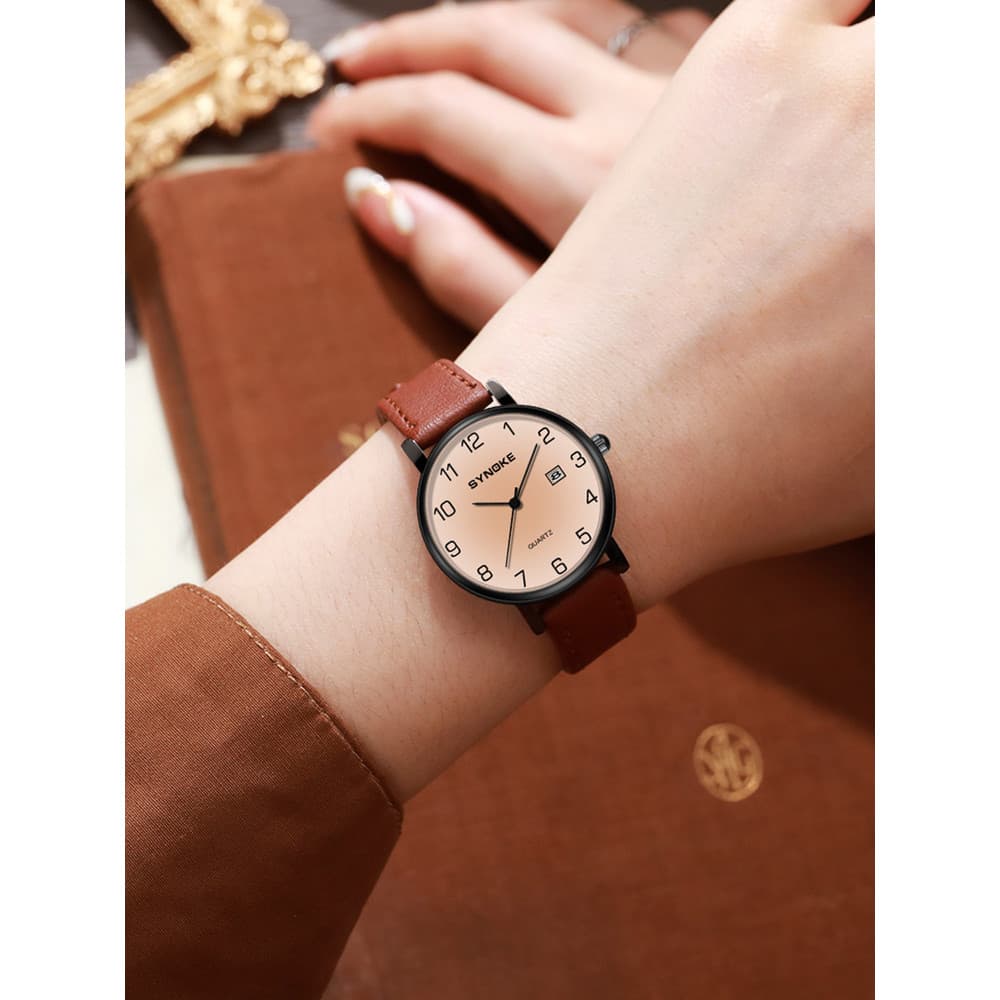 Relógio de estudante simples moda relógio de quartzo masculino feminino mostrador marrom Design Retro Casual estilo casa