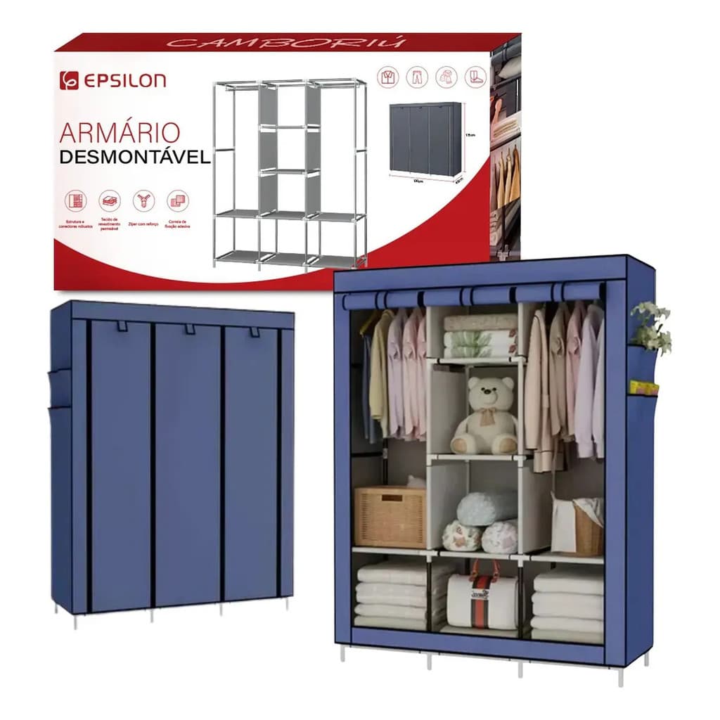 Guarda Roupa Armário Dobrável Organizador Portátil Multiuso Epsilon