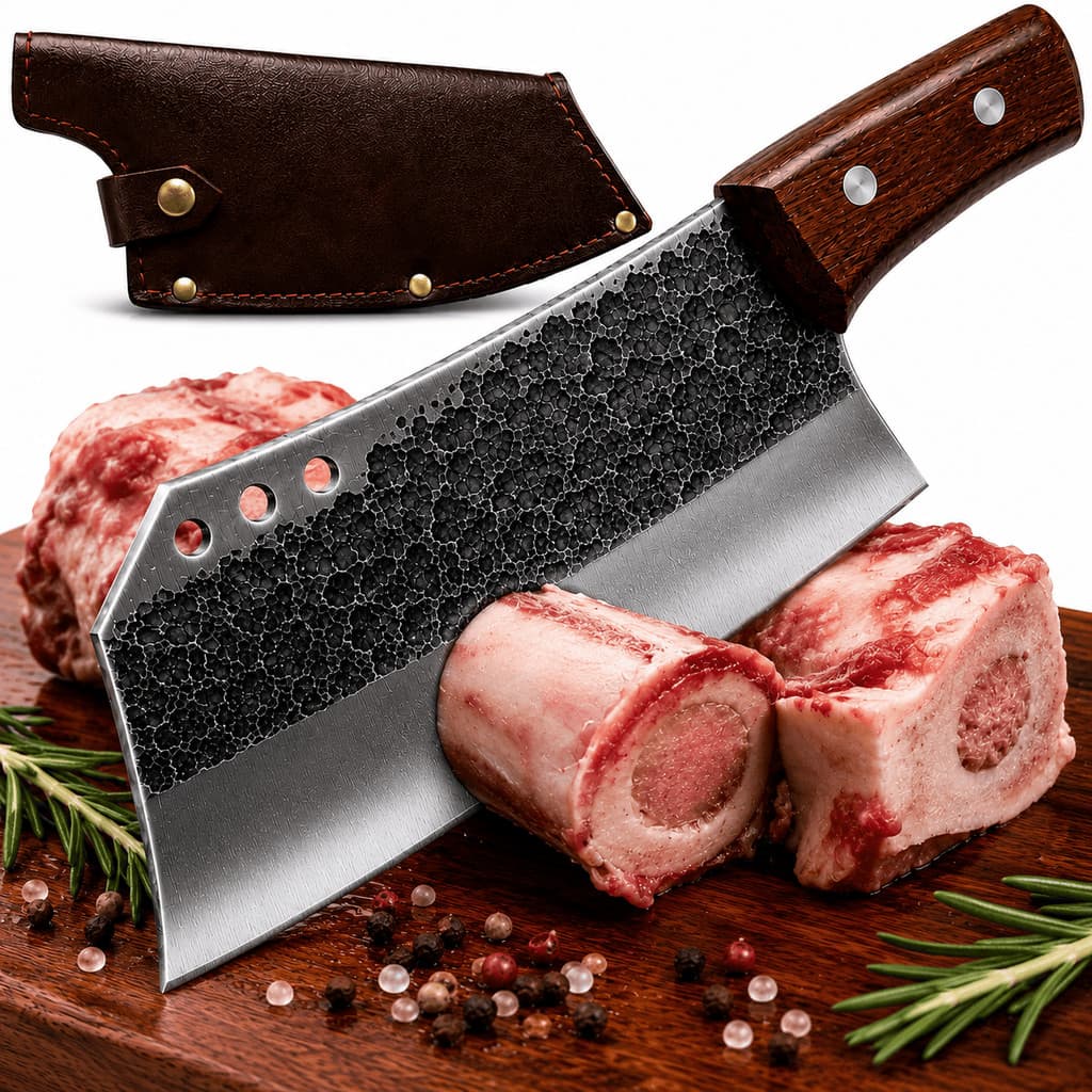 Cutelo Faca Profissional 29cm Aço Inox Original Para Açougueiro Churrasco Desossa Temperado Cabo Ergonômico Forjado Top