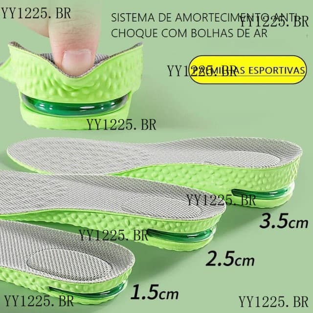 Palmilha Altura Verde Espuma Conforto Gel Elevador Anti Odor
