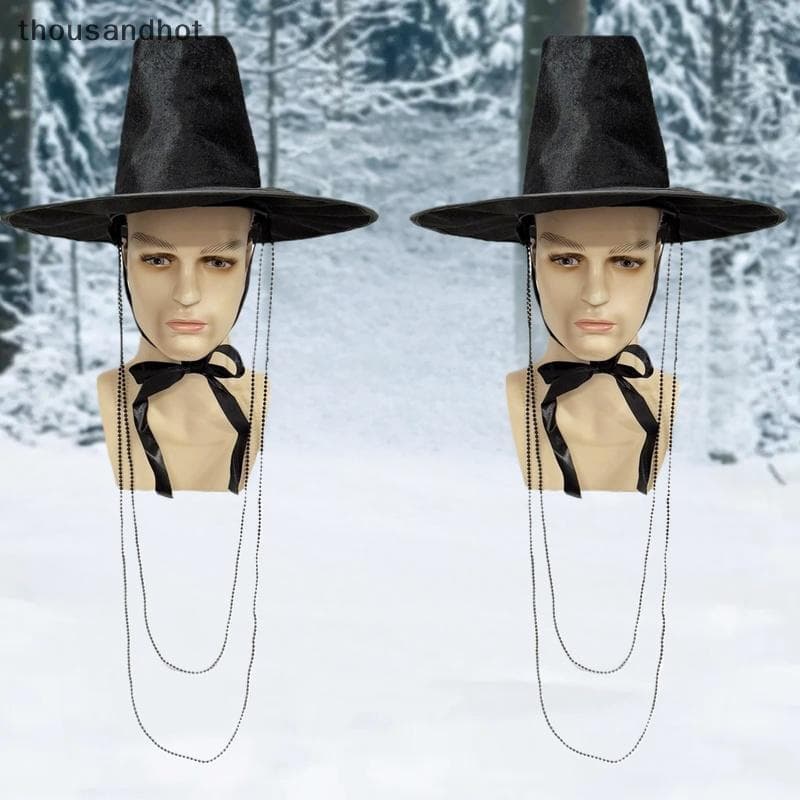 Chapéu De Role-playing Dinastia Ming Tradicional Coreano Plana Topper Aba Larga Proteção UV Halloween Cosplay Traje Boné