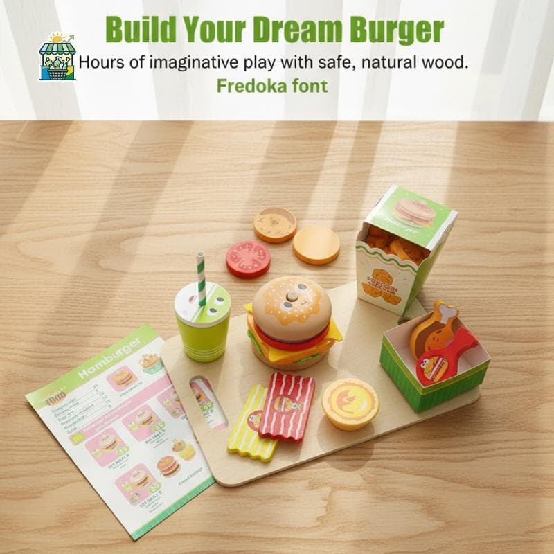 Crianças De Madeira Hambúrguer Sanduíche Fingir Playset Aprendizagem Precoce Montessori Cozinha Brinquedo Role Play Kit