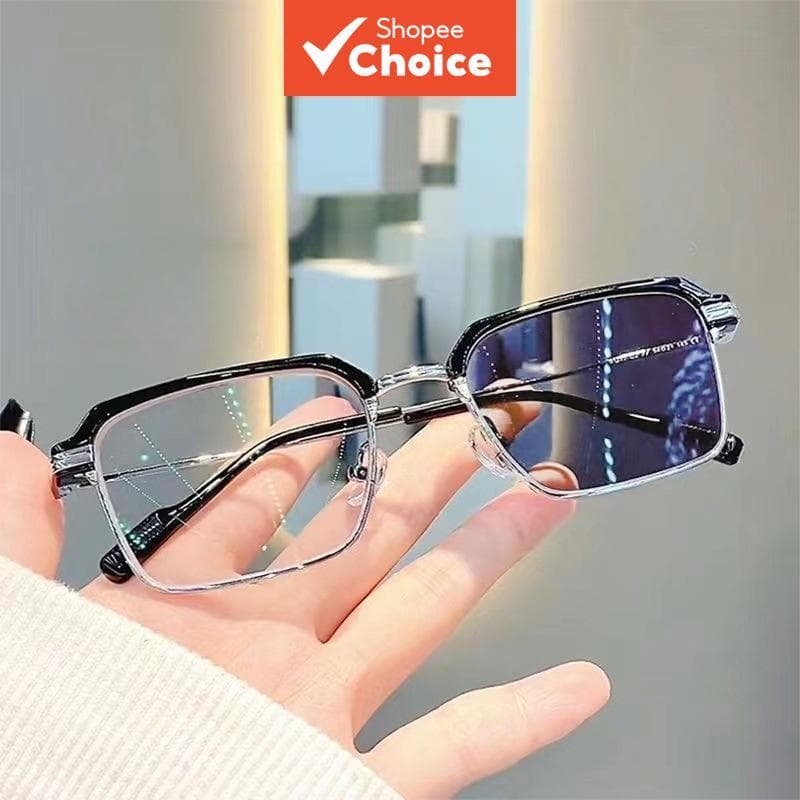 Óculos Fotocromáticos Anti-Radiação , De Metal Com Bloqueio De Luz Azul , Lente Plana Retrô , Armação Feminina/Masculina