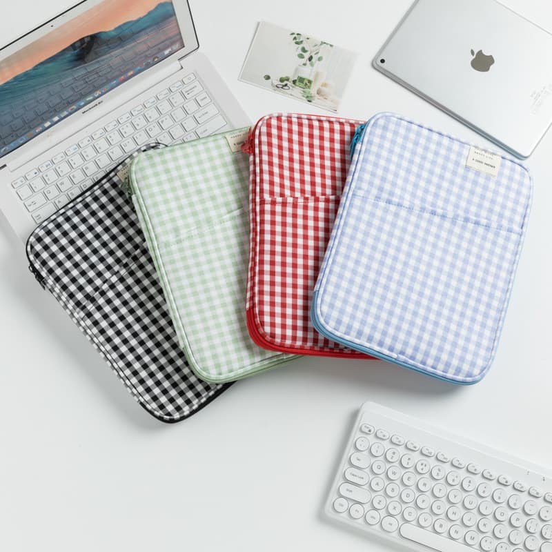 Mswzyhpby1314 Novo estilo coreano xadrez bolsa para computador bolsa forro de 13 polegadas portátil
