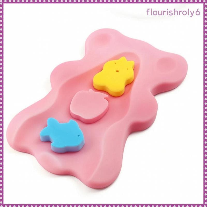 [Flourishroly6] Esponja De Banho Para Bebês Com Contornos Formato De Urso Almofada De Banheira Macia E Confortável