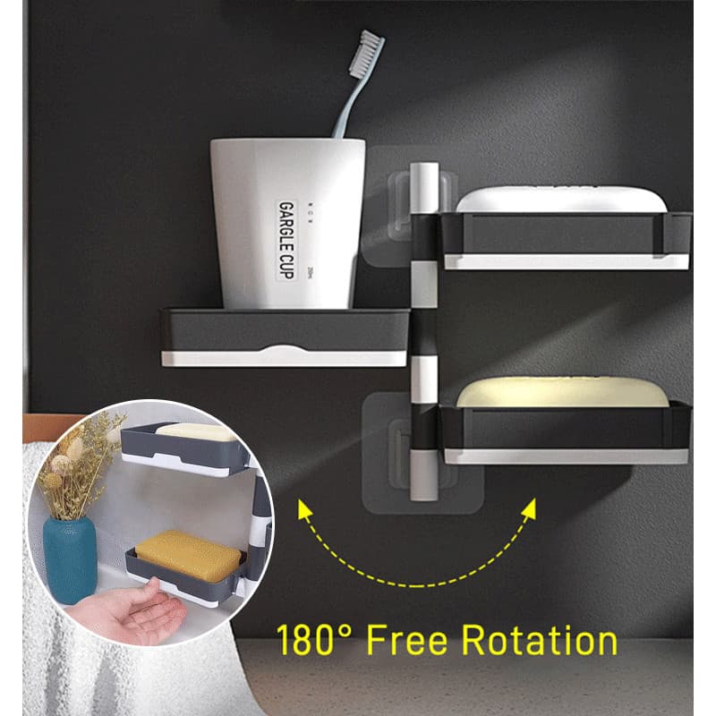 【Criativo e Prático】[Water-Draining Layers] Saboneteira Giratória/Banheiro/Porta Sabão/Organizador