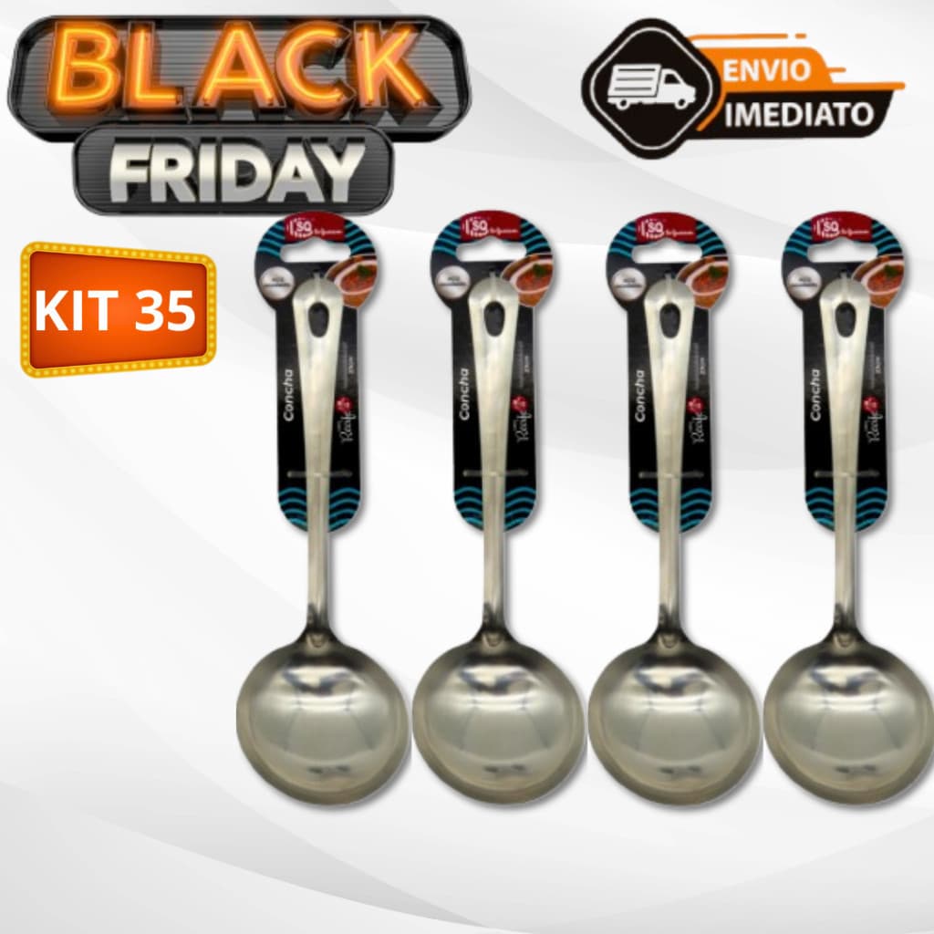 Kit 35 Conchas para Molho Metal Inox Sopa Cozinha Talher Feijão Envio Imediato