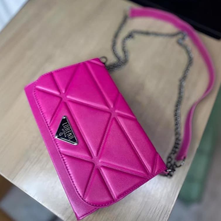 Bolsa Feminina Transversal Frequência Coração Colorida com Alça Corrente Grafite