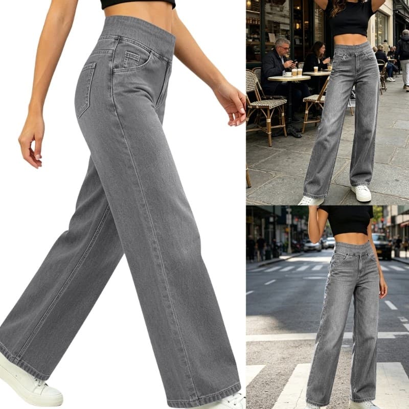 blg Calça Jeans Feminina Perna Reta E Puxar Calças Soltas Para Deslocamento