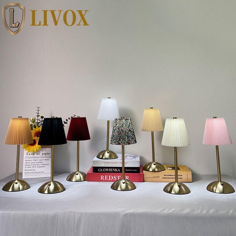 Lâmpada De Mesa Plissada LIVOX , Cabeceira Com Toque Regulável Base De Metal , Estilo Pastoral , Luzes De 3 Cores , Luz