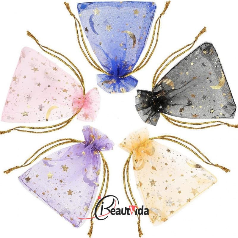 Conjunto de 50 peças de sacos de organza para embalar joias de casamento, produtos e caixas de presente ZEQP DCUQ