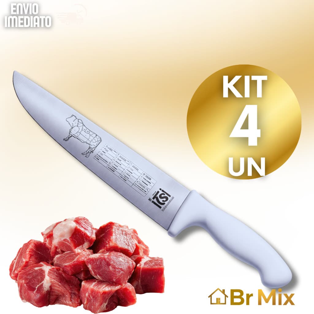 Facas Profissional 10' Aço Inox Cozinha Carnes Utensílios Faca Açougueiro