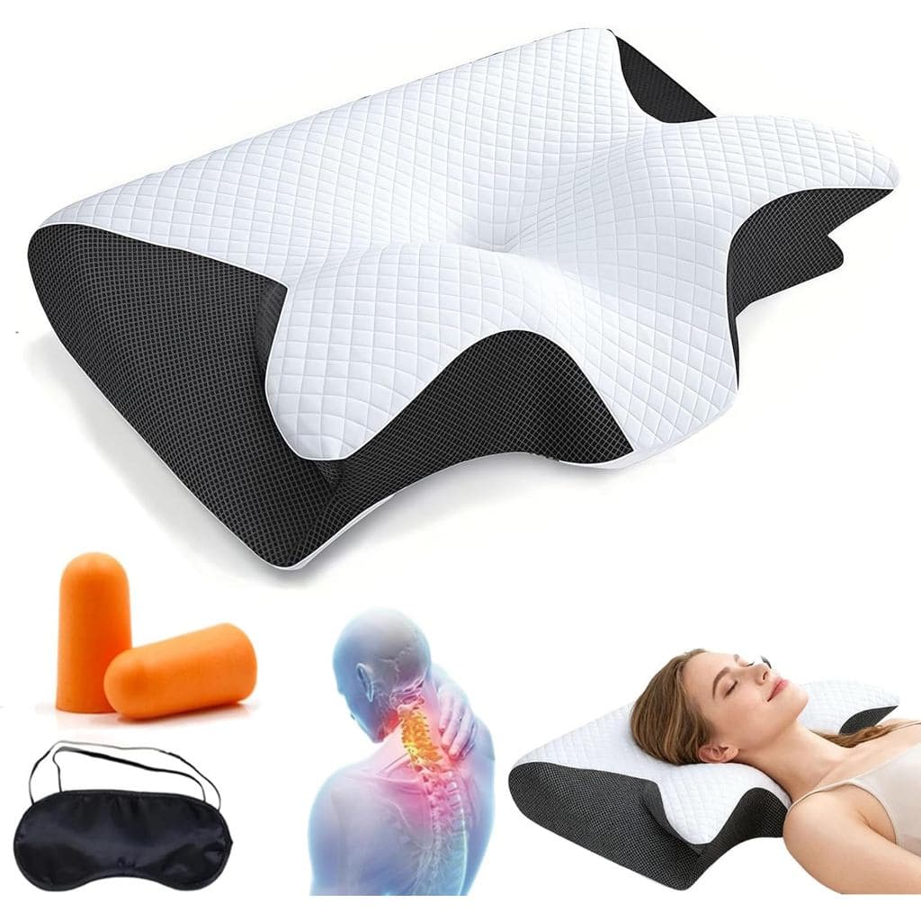 Almofada Curo Sleep Original, Almofada Curosleep, Almofada Ergonômica para Pescoço Feita de Espuma de Memória (Preto)