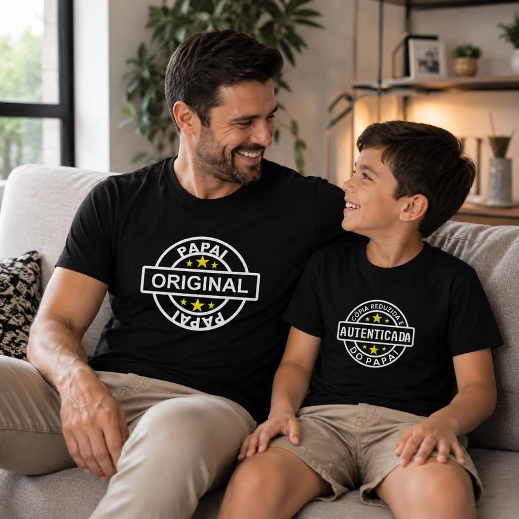 Kit 2 Camisetas 100% algodão Estampa  Original e Cópia Pai e Filho | Dia dos Pais envio imediato