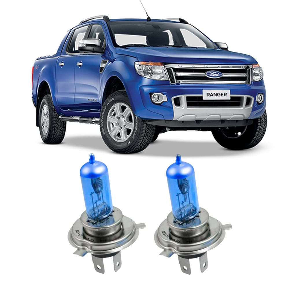 Par de Lâmpadas Super Branca Farol para Ford Ranger 2012 2013 2014 2015 2016 8500k H4