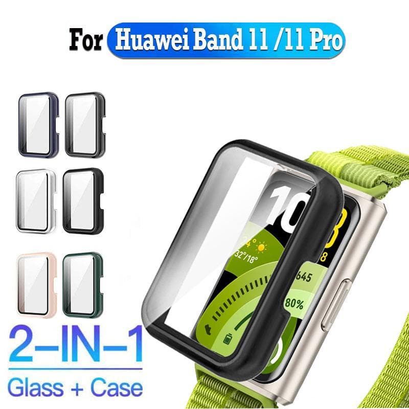Capa Para PC + Vidro Huawei Band 11 Pro , Temperado , Anti-Arranhões , Protetor De Tela