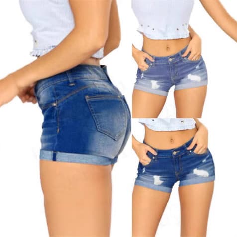 Novos shorts de ganga femininos de verão, estilo europeu e americano, com bordas dobradas, calças curtas da moda.