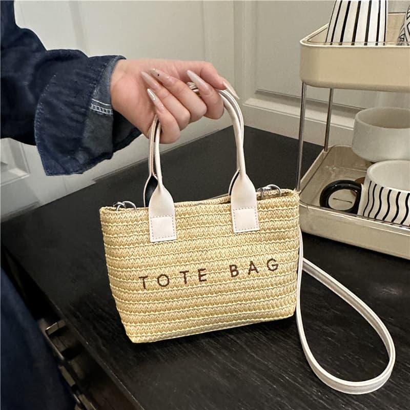 Bolsa de palha para férias à beira-mar para mulheres, nova bolsa de ombro de praia moderna, bolsa de mão, bolsa transver