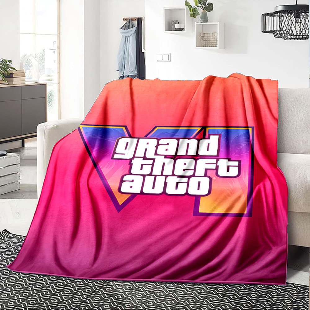 Grand Theft Cobertor Com Estampa Automática Para Casa , Sala De Estar , Quarto , Cama , Macio , Presente De Aniversário