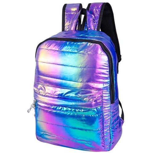 Mochila Holografica Feminina Metalizada Brilho Colorida Resistente Casual Escolar