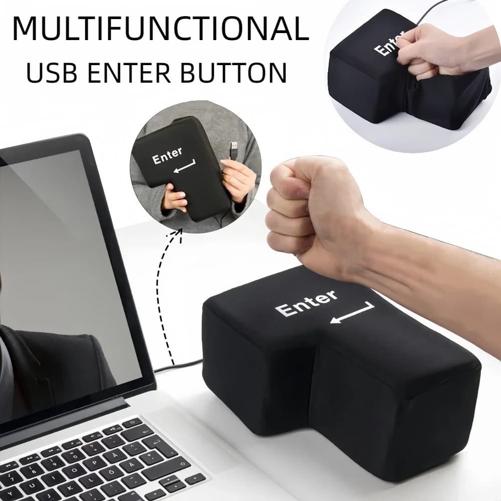 Botão Grande USB Big Enter Key-Almofada De Alívio De Estresse Para Home Office