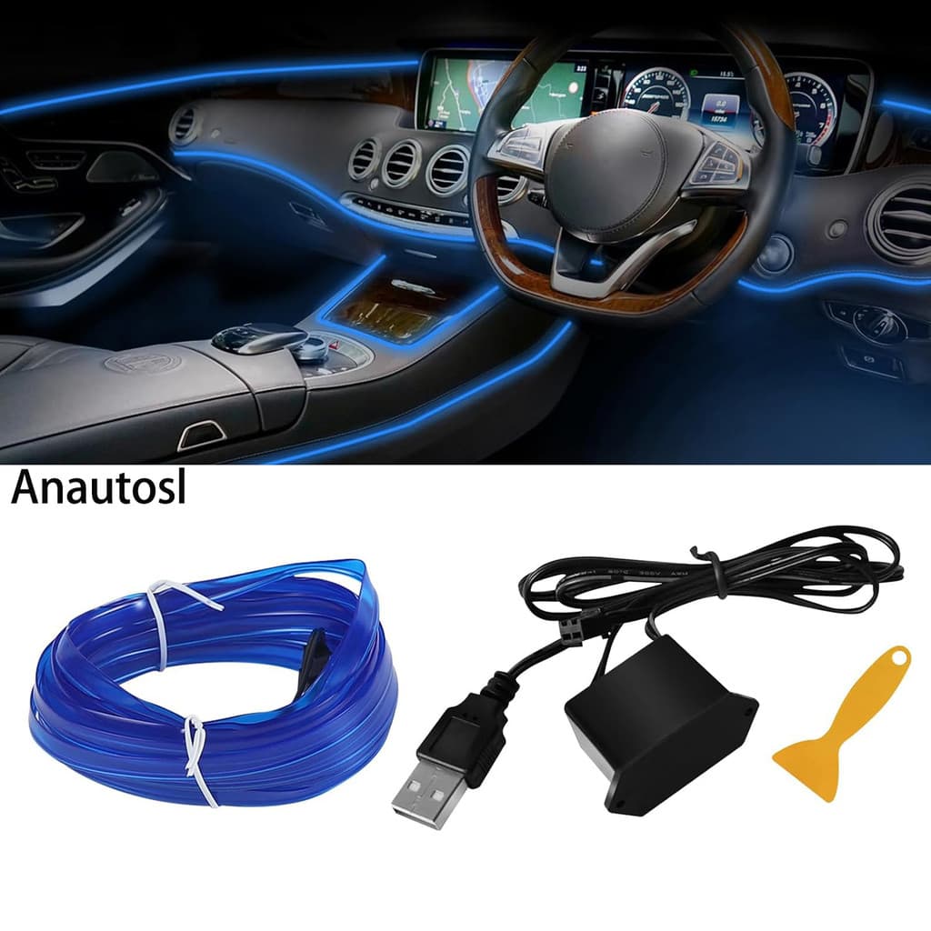 5m USB Interior Do Carro EL Tira De Luz LED DIY Ambiente Decorativa Flexível Fria Iluminação Atmosfera