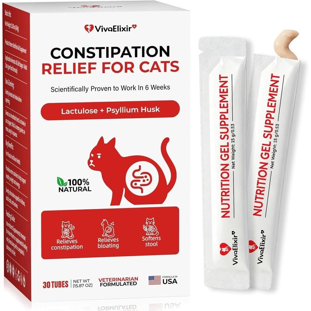 Amaciador de Fezes para Constipação em Gatos (12g*30 Barras), Fórmula Natural e Suave, Promove a Motilidade Intestinal,