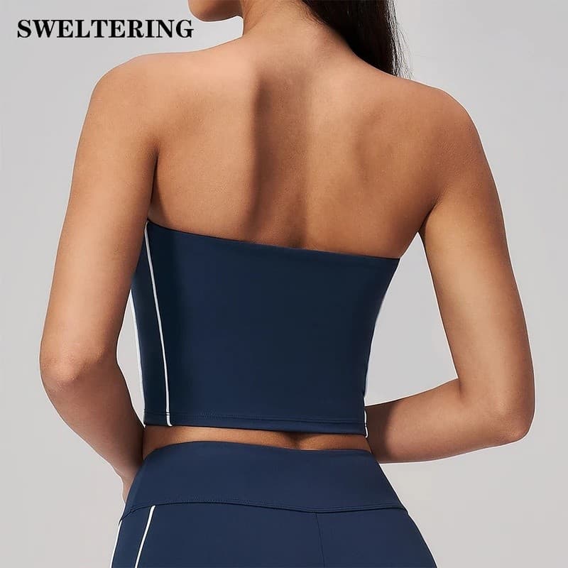 Sutiã de Yoga Sem Alças para Mulheres, Roupas de Fitness de Secagem Rápida, Top Curto para Academia, Roupas de Treino, S