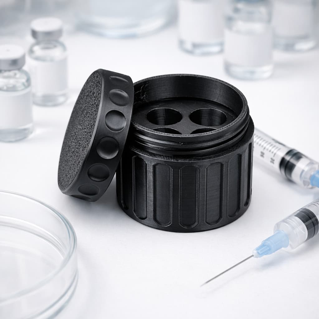 Porta Ampolas 3ml com 4 Compartimentos Estojo Organizador Compacto Preto ou Branco com Tampa Rosca
